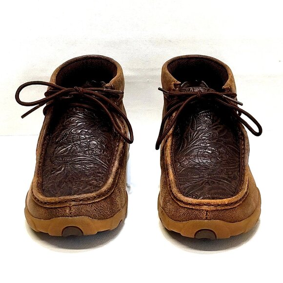 Twisted X Boots Chukka Driving Moc Sz 6M Floral Embossed Genuine Leather WDM0079 - Picture 4 of 11